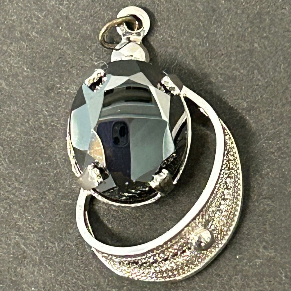 Sorrento Pendant Simulated Black Onyx Sterling 925 Crescent Moon Celestial